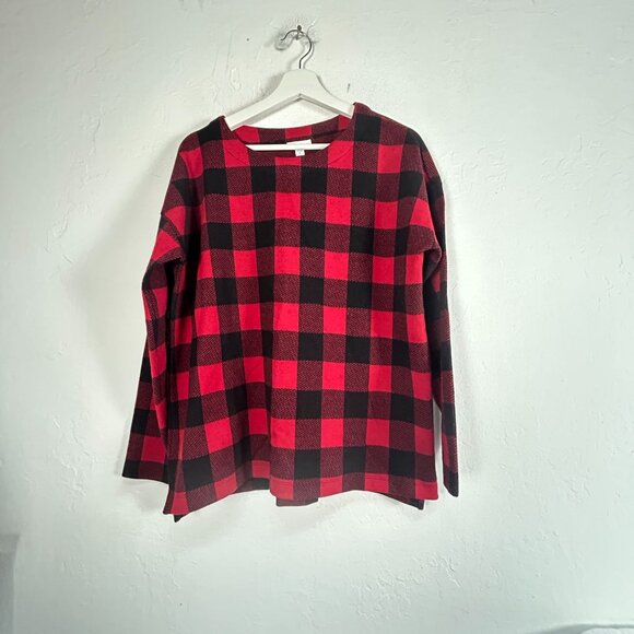 J. Jill Tops - Jill Women’s Buffalo Plaid Top Medium Cotton Blend Long Sleeve Pullover Holidays